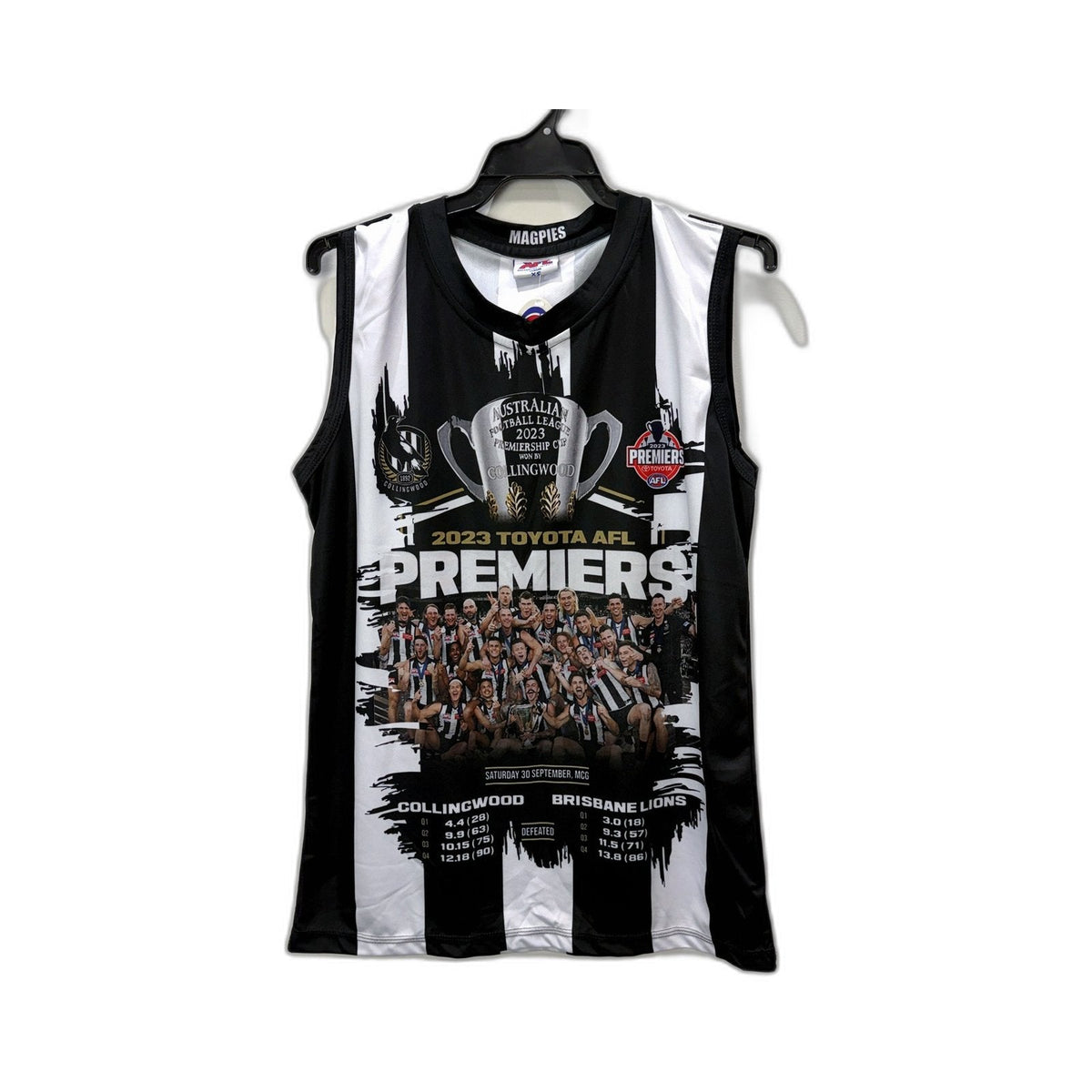 Magpies Mens Premiership Jersey in Black and White, Size XS NEW