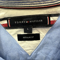 Tommy Hilfiger Mens Button-Down Shirt Light Blue Cotton Regular Fit Size L