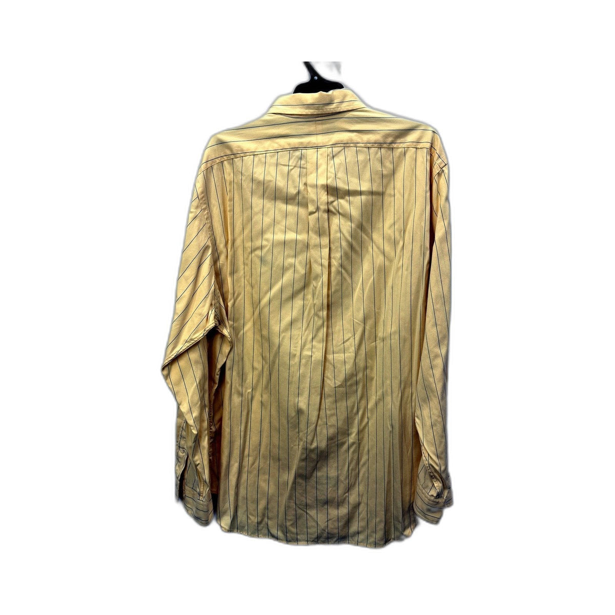 Ralph Lauren Mens Button-Down Shirt in Yellow with Blue Stripes, Size 17