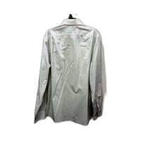 Tommy Hilfiger Mens Striped Dress Shirt White with Navy and Green Size 34-35