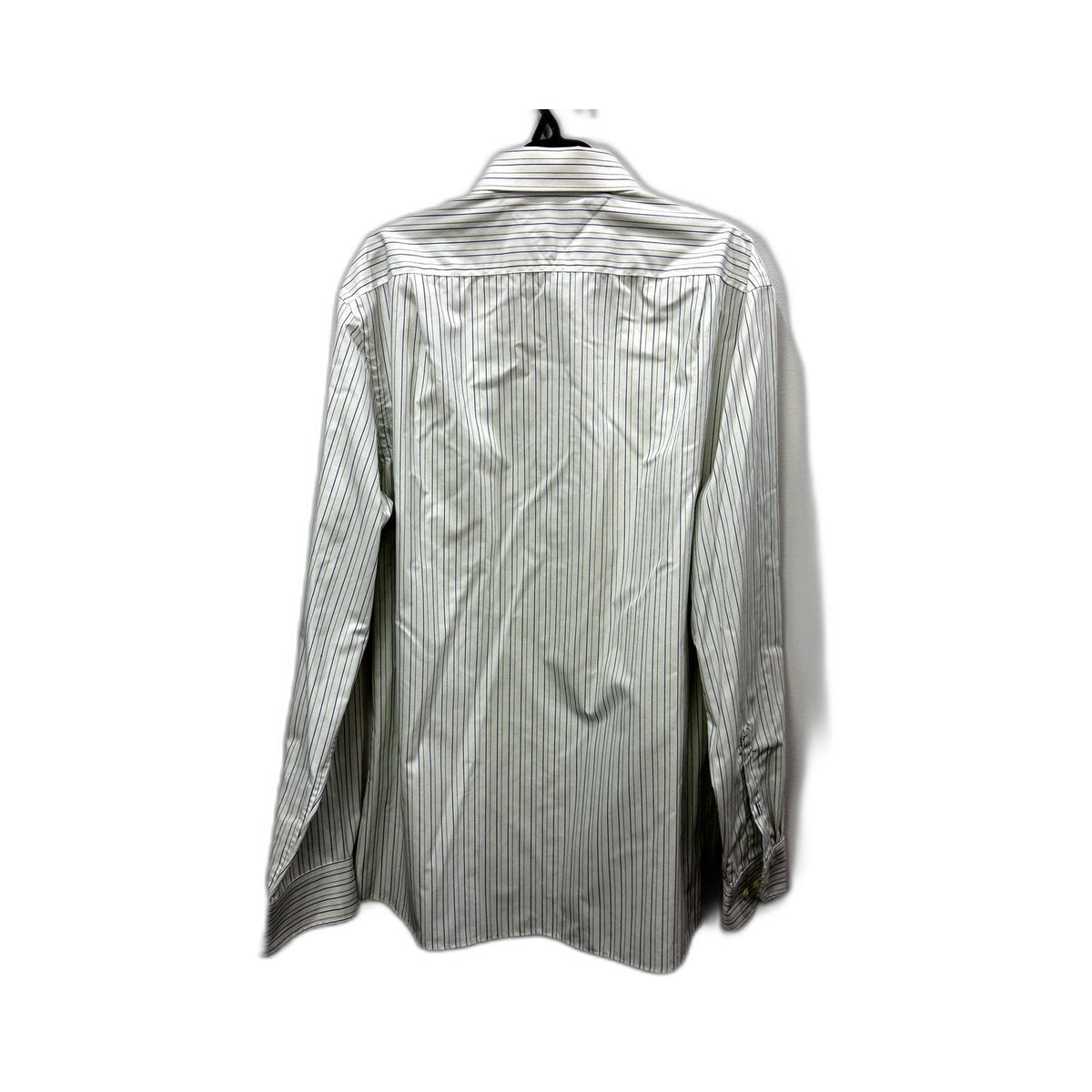 Tommy Hilfiger Mens Striped Dress Shirt White with Navy and Green Size 34-35