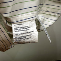 Tommy Hilfiger Mens Striped Dress Shirt White with Navy and Green Size 34-35