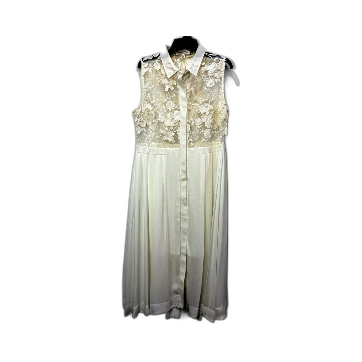 Trelise Cooper Womens Floral Embroidered Pleated Sleeveless Dress Ivory Size 10