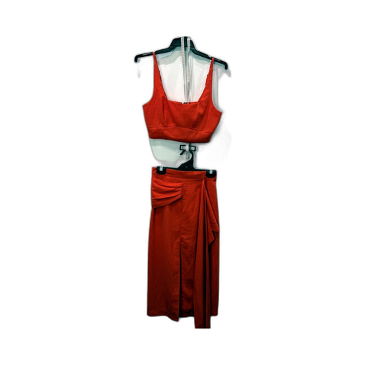 SNDYS Womens 2-Piece Rust Crop Top and Midi Skirt Outfit Set Sz XS NEW