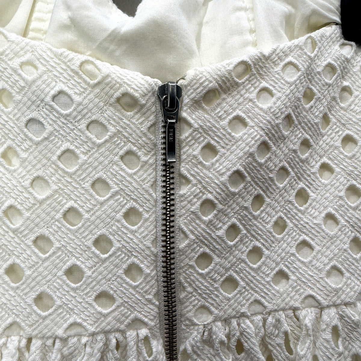 Sheike Womens Eyelet Dress - Casual Summer Cotton White Size 8