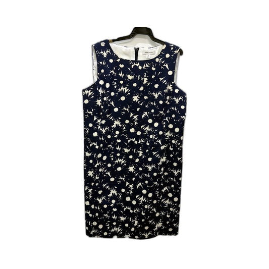 Perri Cutten Womens Sleeveless Floral Print Dress Navy Blue and White Size 18