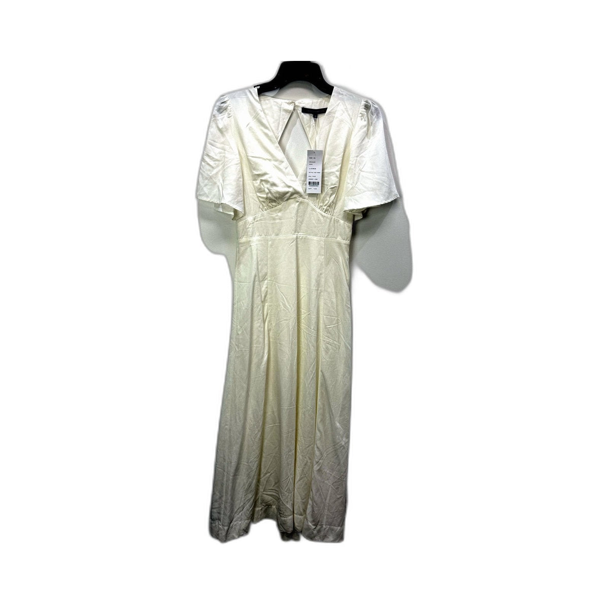 French Connection Womens Flared Puff Sleeve Smocked Dress White Size 8 NEW
