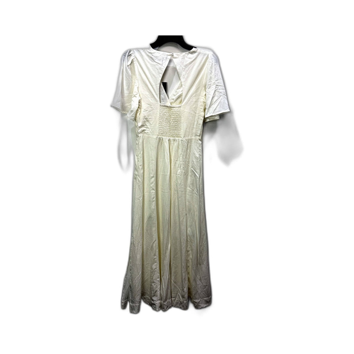 French Connection Womens Flared Puff Sleeve Smocked Dress White Size 8 NEW