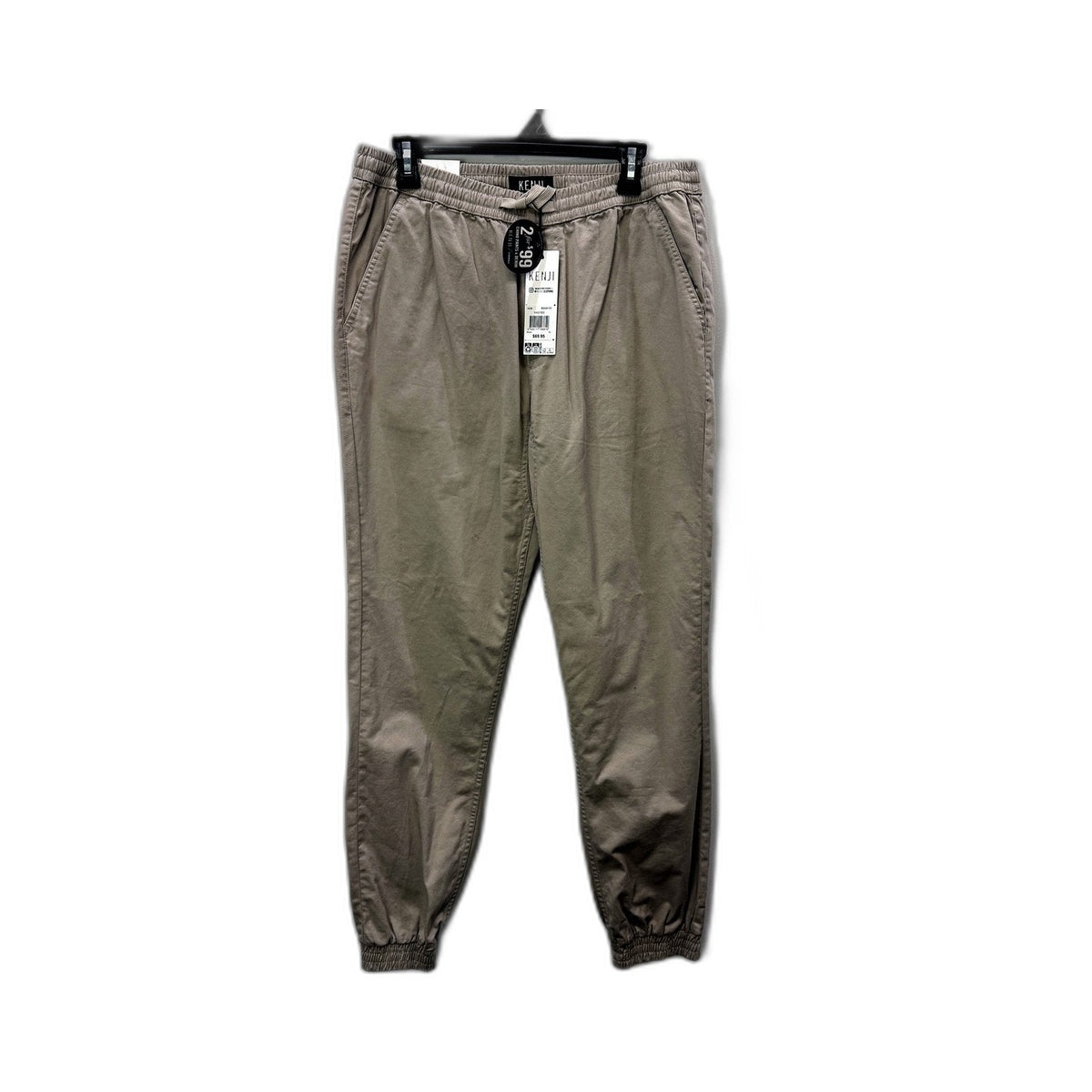Kenji Mens Tapered Jogger Pants with Elastic Waist in Stone, Size XL NEW