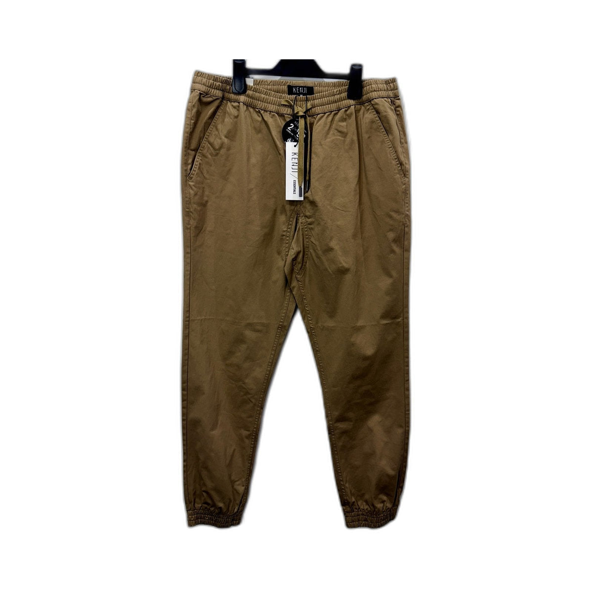 Kenji Mens Cotton Jogger Pants with Elastic Waist and Drawstring, Sand XL NEW