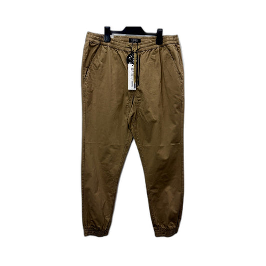 Kenji Mens Cotton Jogger Pants with Elastic Waist and Drawstring, Sand XL NEW
