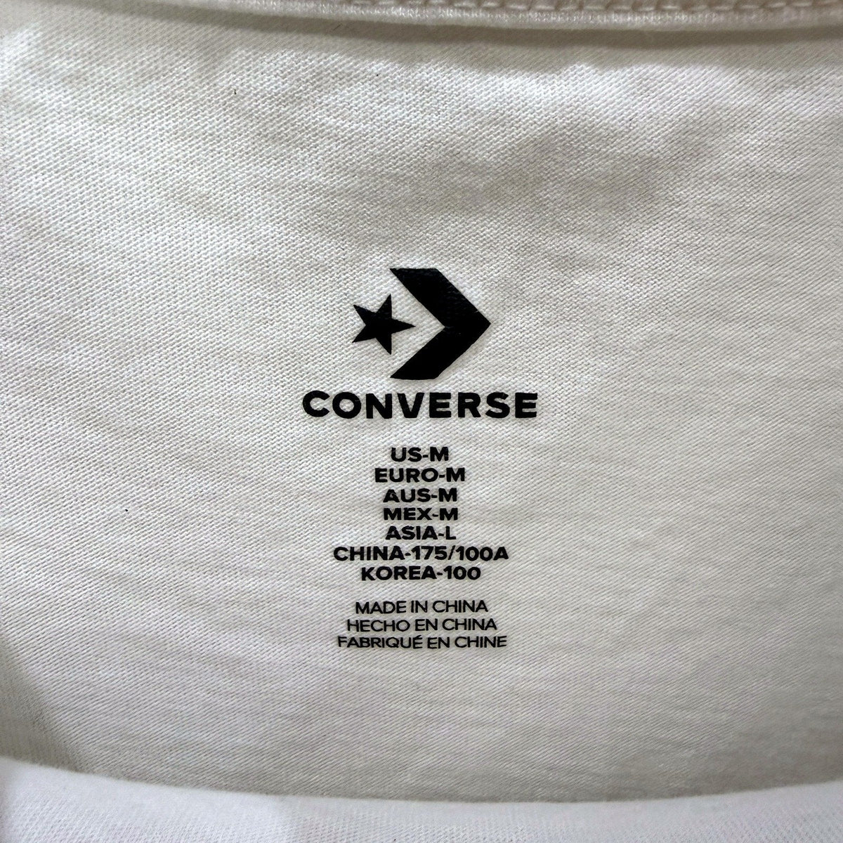 Converse Mens Casual Cotton Pullover Sweatshirt T-Shirt, White, Size M