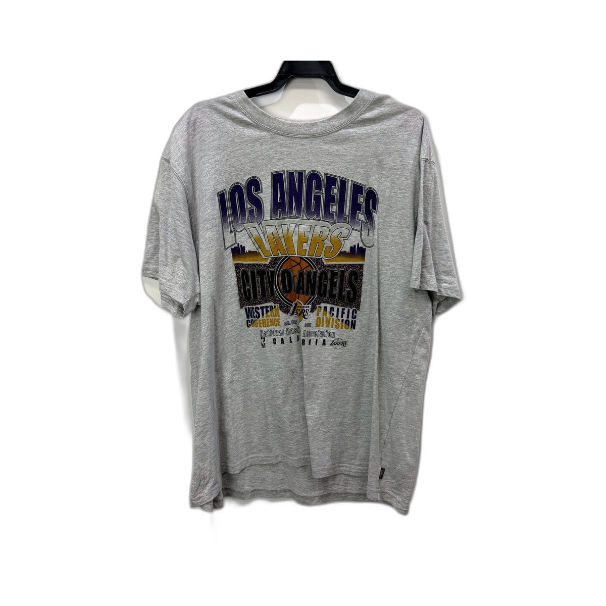 Los Angeles Lakers Mens Gray Pullover Basketball Graphic Shirt Size 2XL