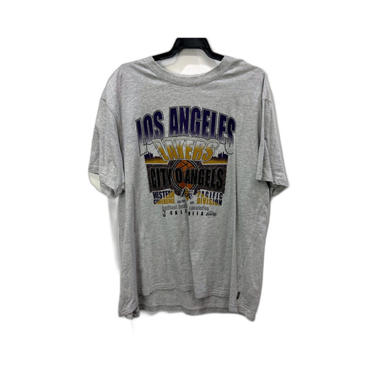 Los Angeles Lakers Mens Gray Pullover Basketball Graphic Shirt Size 2XL
