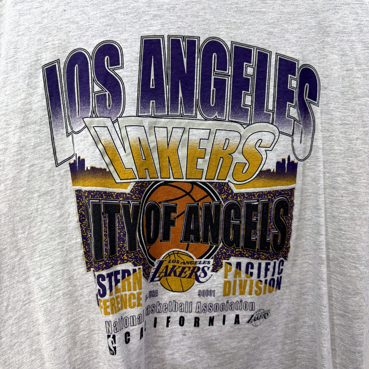 Los Angeles Lakers Mens Gray Pullover Basketball Graphic Shirt Size 2XL