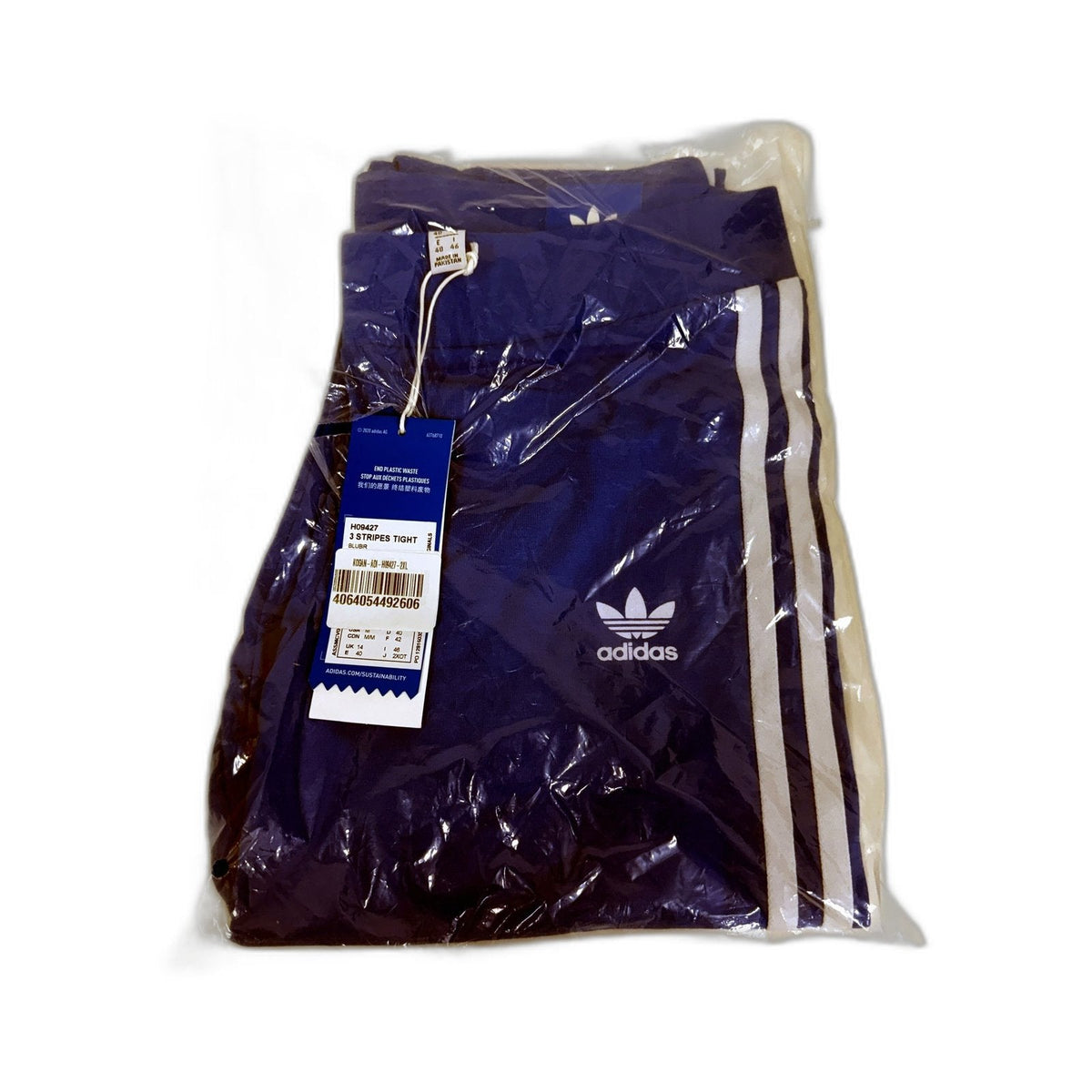 Adidas Womens 3 Stripes Blue Leggings Tight Fit Size 14 NEW