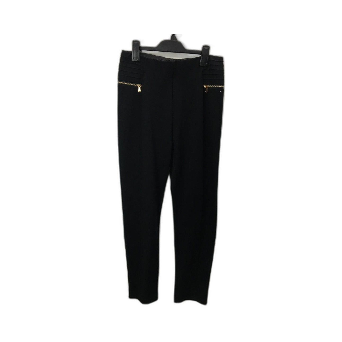 Zara Pleated Trousers Women's Black Elastic Waist Pants Size EUR XL