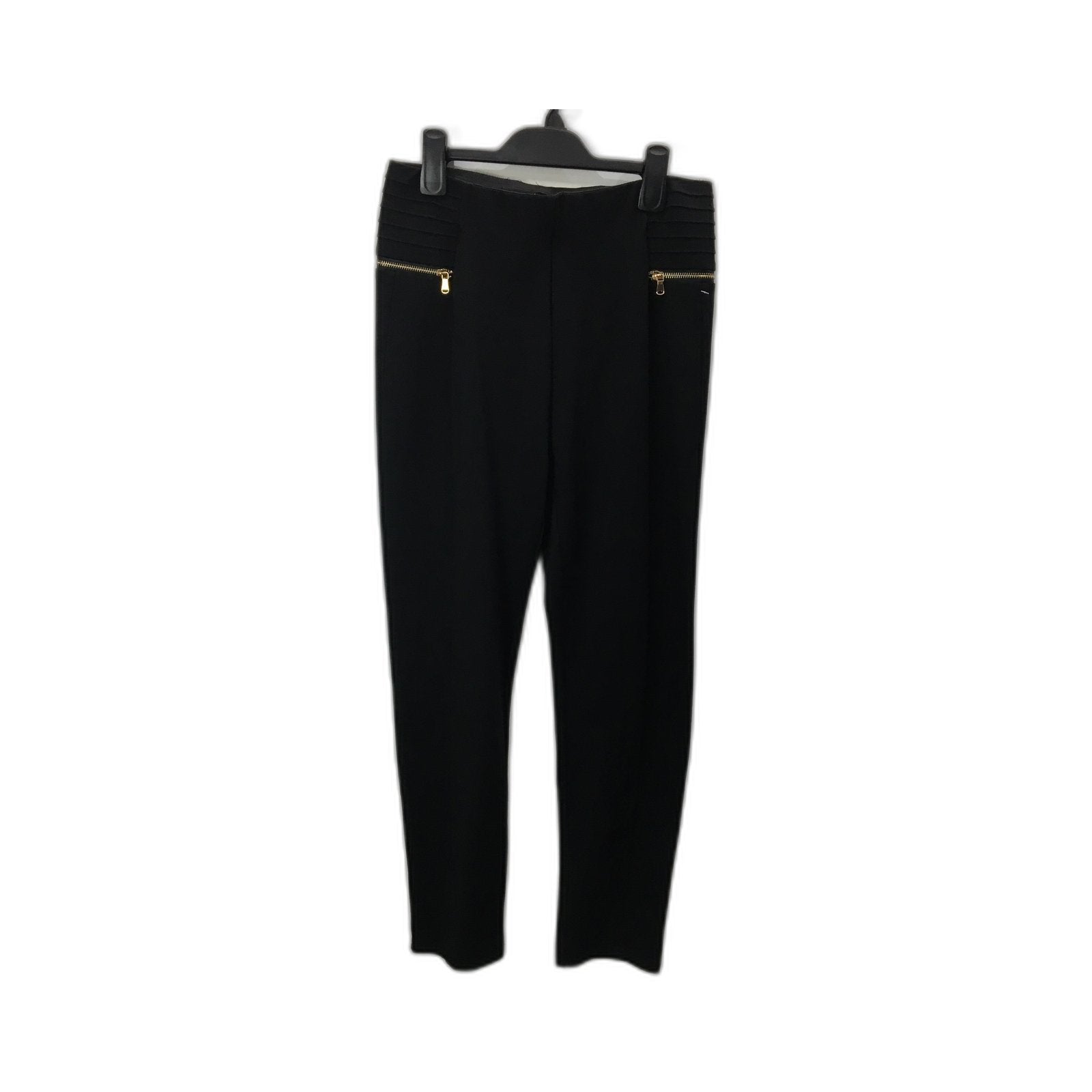 Zara Pleated Trousers Women's Black Elastic Waist Pants Size EUR XL