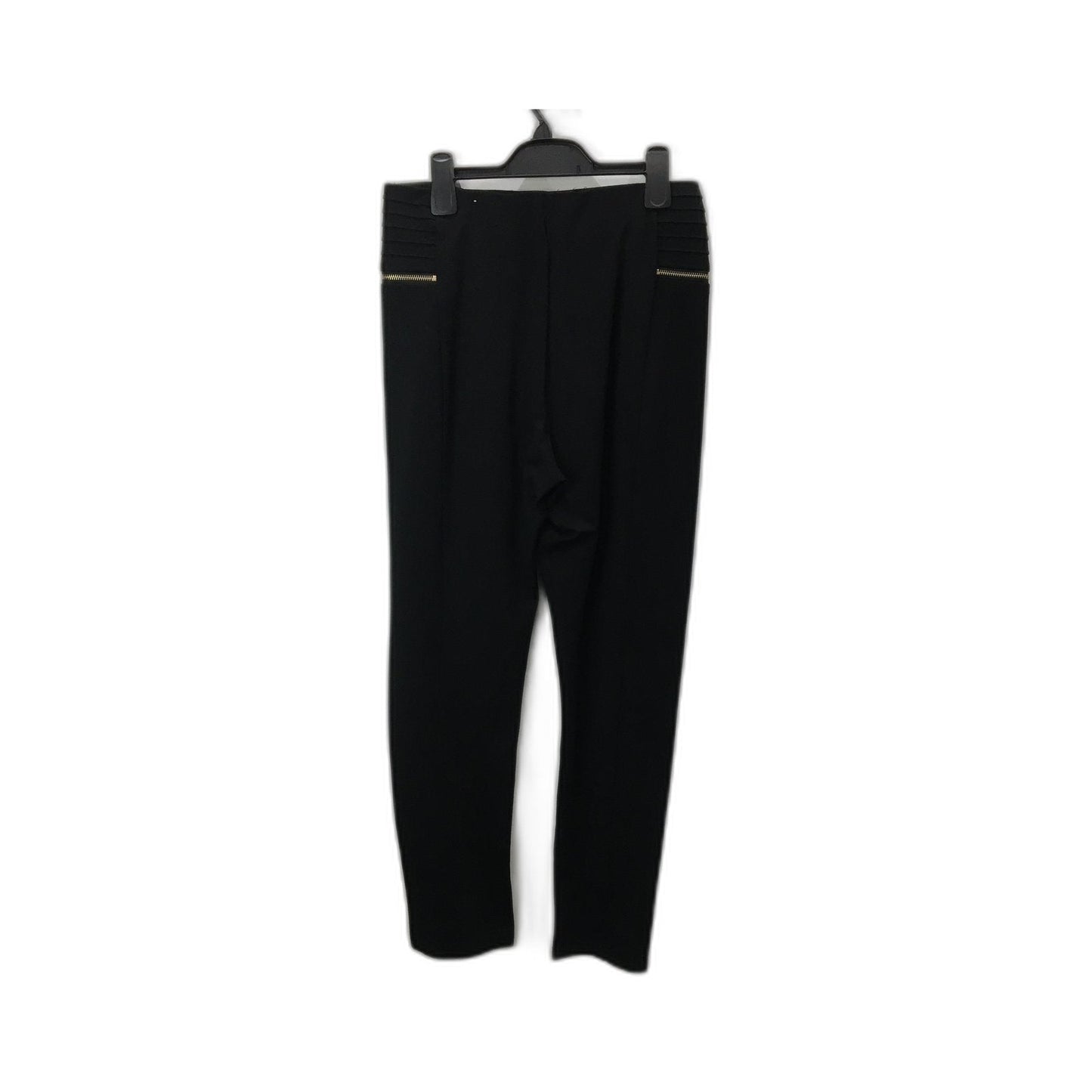 Zara Pleated Trousers Women's Black Elastic Waist Pants Size EUR XL