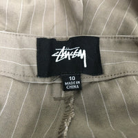 Stussy Pinstripe Dress Pants Relaxed Fit Tan/Beige Womens Size 10