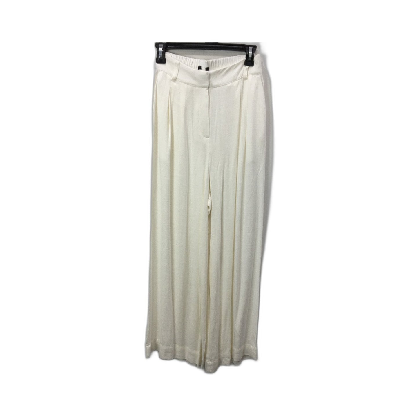 Dotti Wide Leg Pants Viscose Linen Blend Elastic Waist Ivory Women's Size 8 NEW