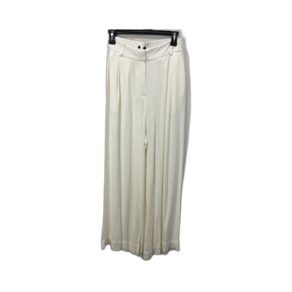 Dotti Wide Leg Pants Viscose Linen Blend Elastic Waist Ivory Women's Size 8 NEW