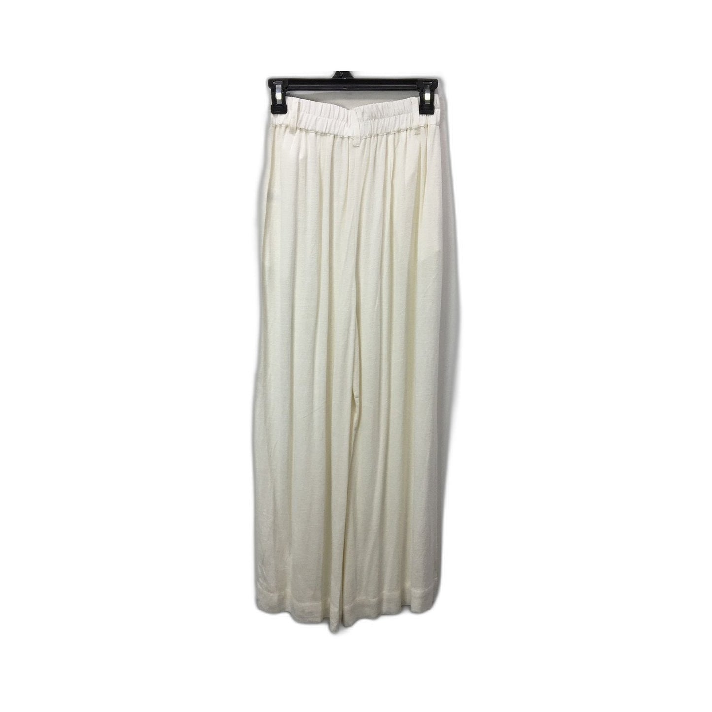 Dotti Wide Leg Pants Viscose Linen Blend Elastic Waist Ivory Women's Size 8 NEW