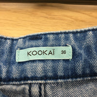 Kookai Denim Shorts Women's Frayed High Waisted Blue Size 36 NEW