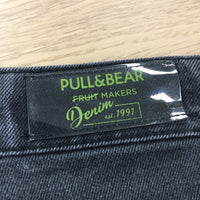 Pull & Bear Denim Shorts Black Relaxed Fit Men's Size 38