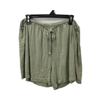 Ghanda Viscose Linen Casual Loungewear Shorts Olive Green Women's Size Large