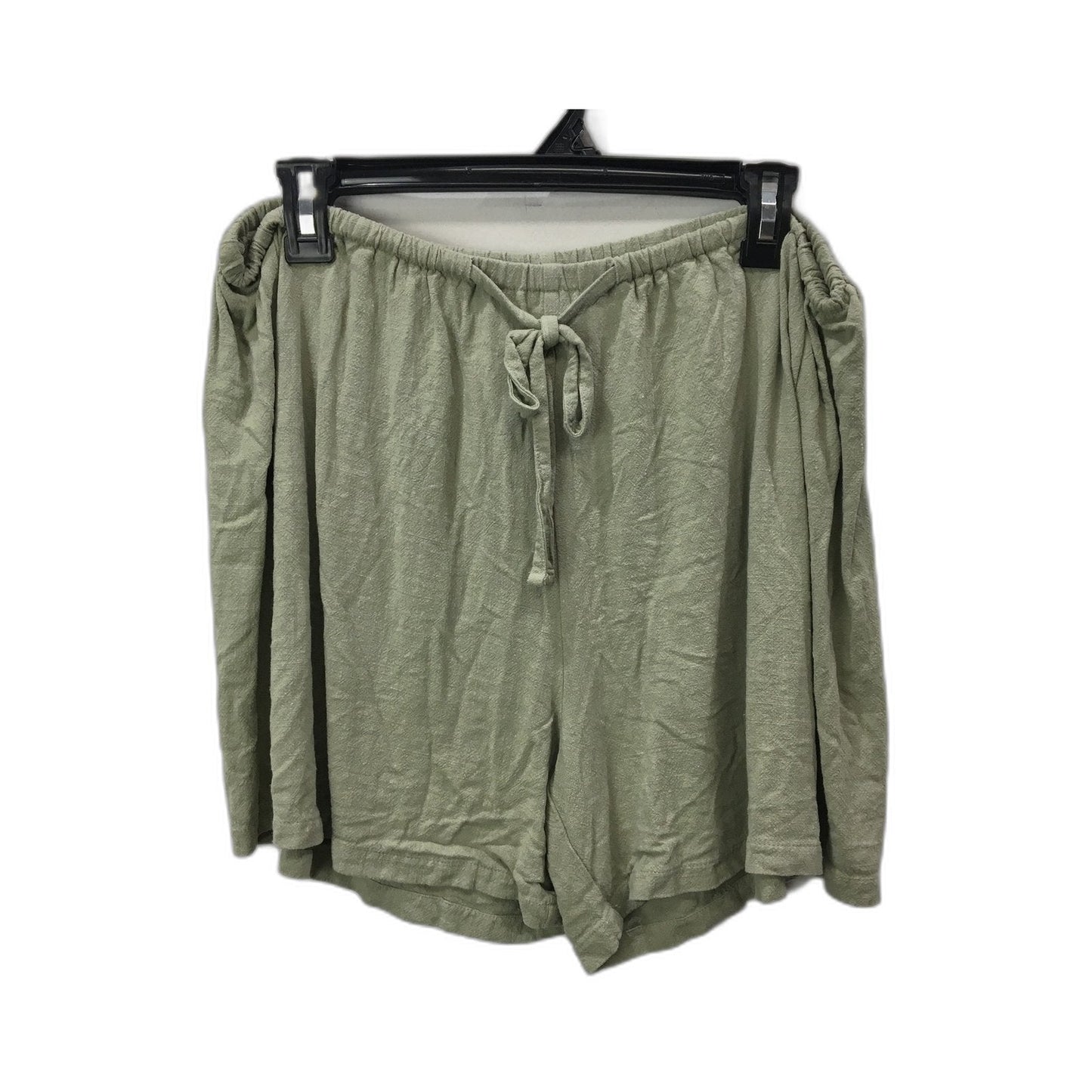 Ghanda Viscose Linen Casual Loungewear Shorts Olive Green Women's Size Large