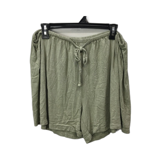 Ghanda Viscose Linen Casual Loungewear Shorts Olive Green Women's Size Large