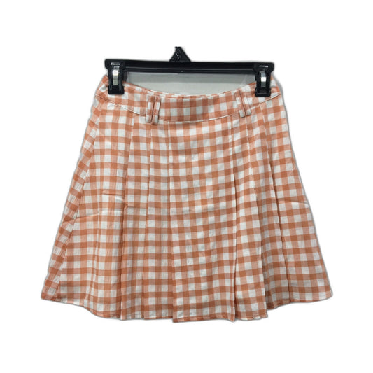Alive Girl Pleated Gingham Mini Skirt Orange and White Plaid Women's Size 6
