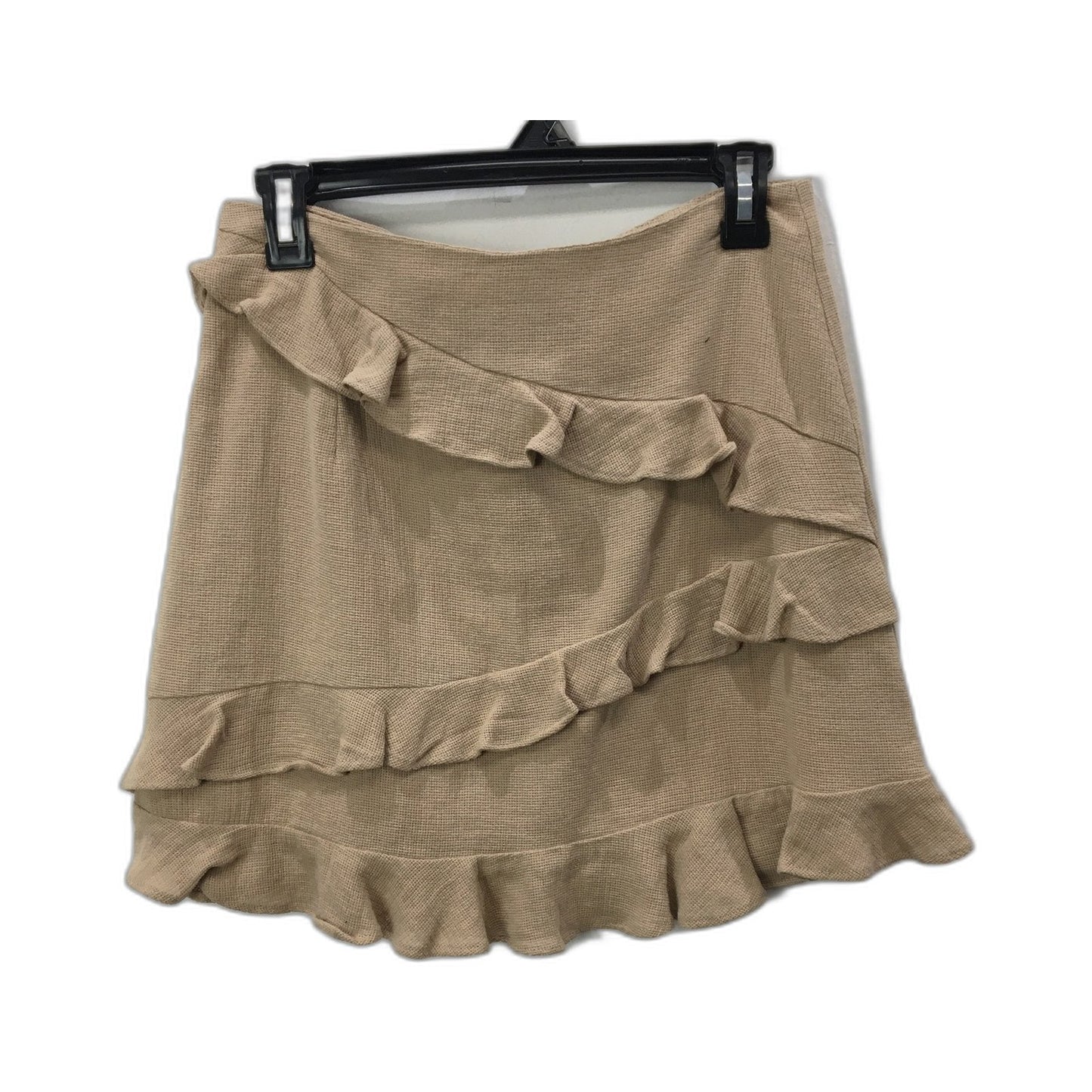 Saints + Secrets Ruffle Mini Skirt Flowy Comfortable Beige Women's Size 10 NEW