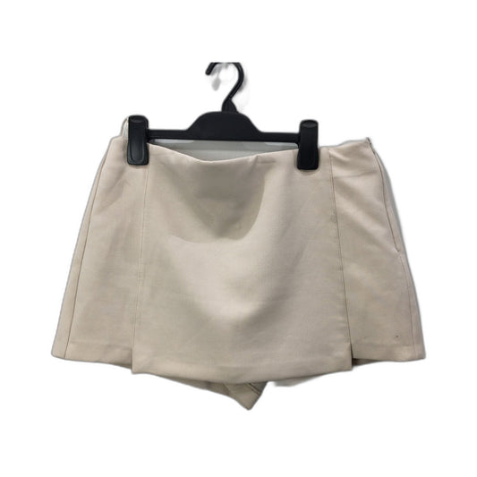 Zara Pleated Cotton Shorts Beige Belted Women's Size Large