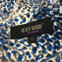 Oxford Woman Patterned Viscose Elastic Waist Skirt Blue Gray Size 10 NEW