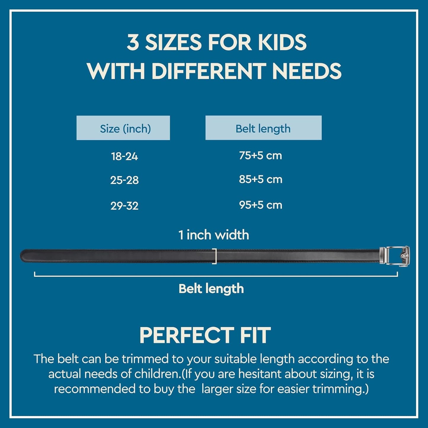 PlusZis Adjustable Belts Kids Leather Ratchet Belt for 25"-28" Waists, NEW