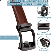 PlusZis Adjustable Belts Kids Leather Ratchet Belt for 25"-28" Waists, NEW