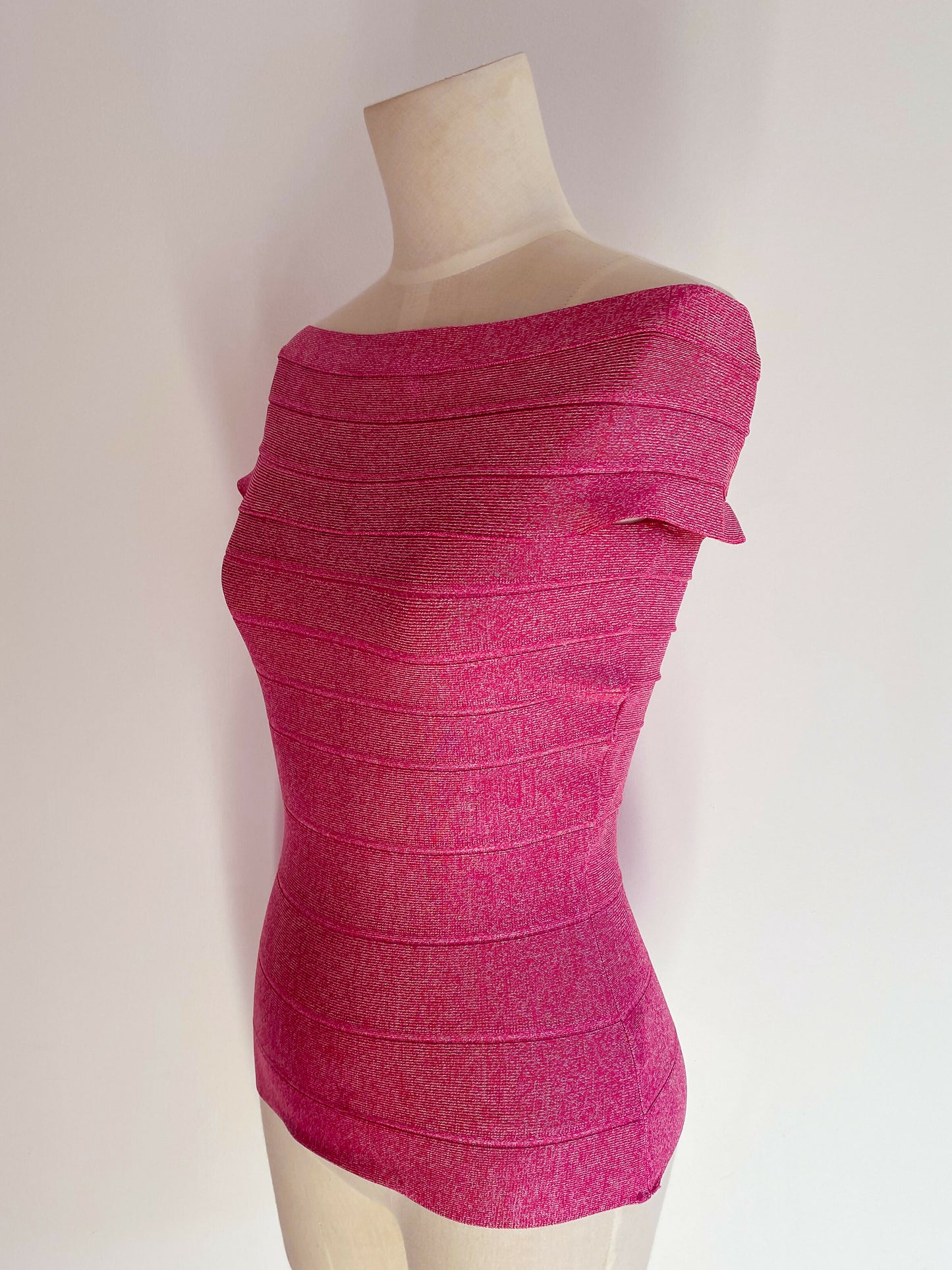 Panelled Off-The-Shoulder Pink Bandage Top