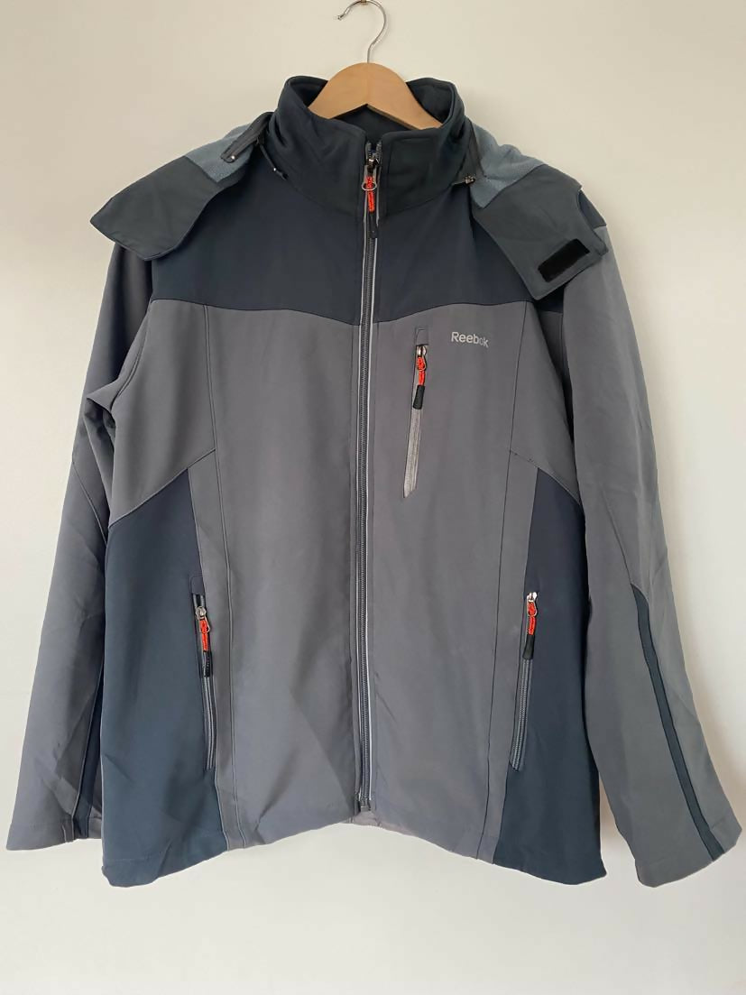 Men's Reebok Size S Grey / Blue Hooded Jacket