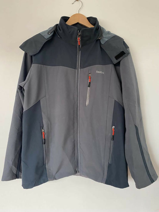 Men's Reebok Size S Grey / Blue Hooded Jacket