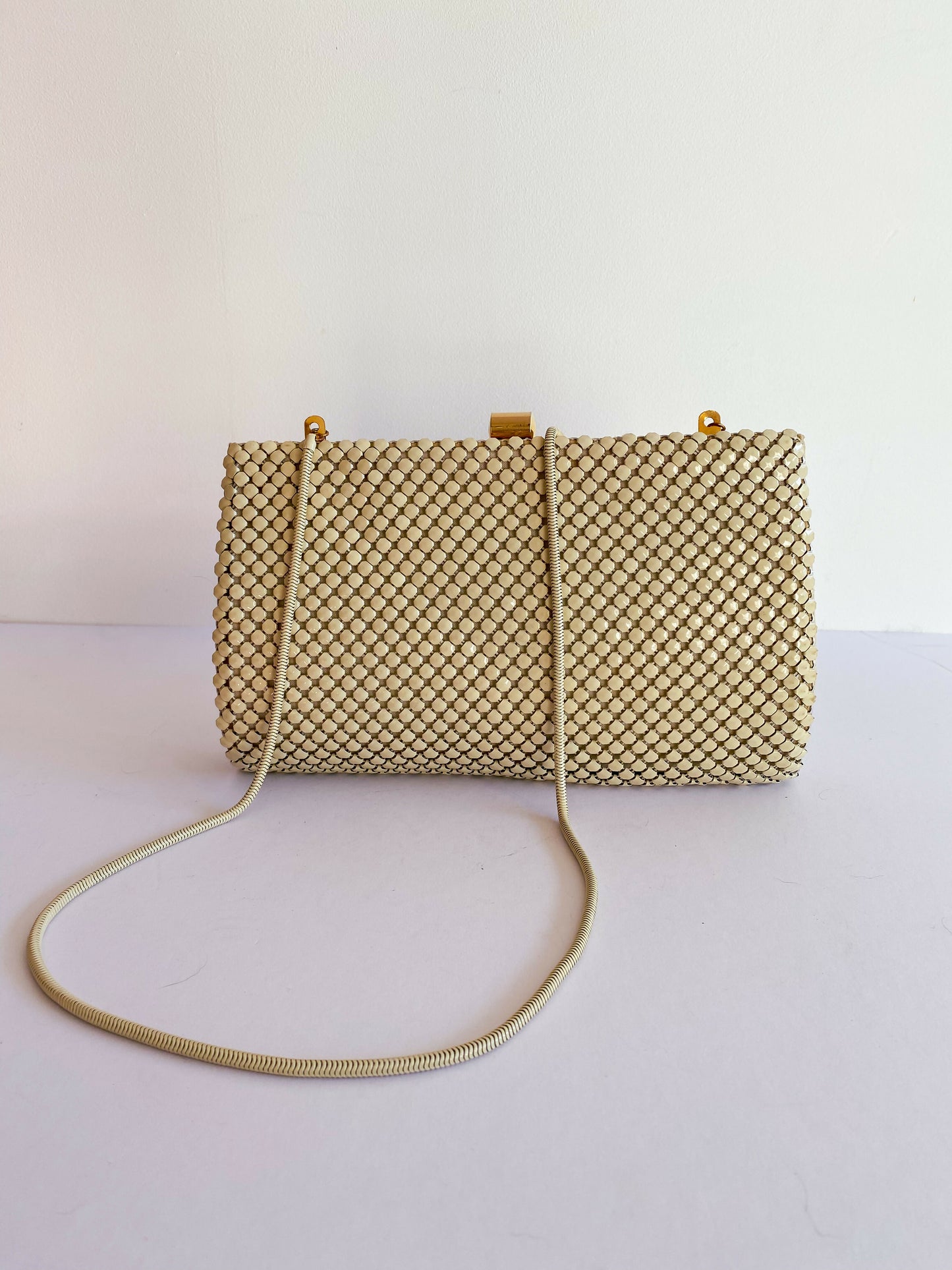 Ultra Mesh Cream Shoulder Bag Clutch