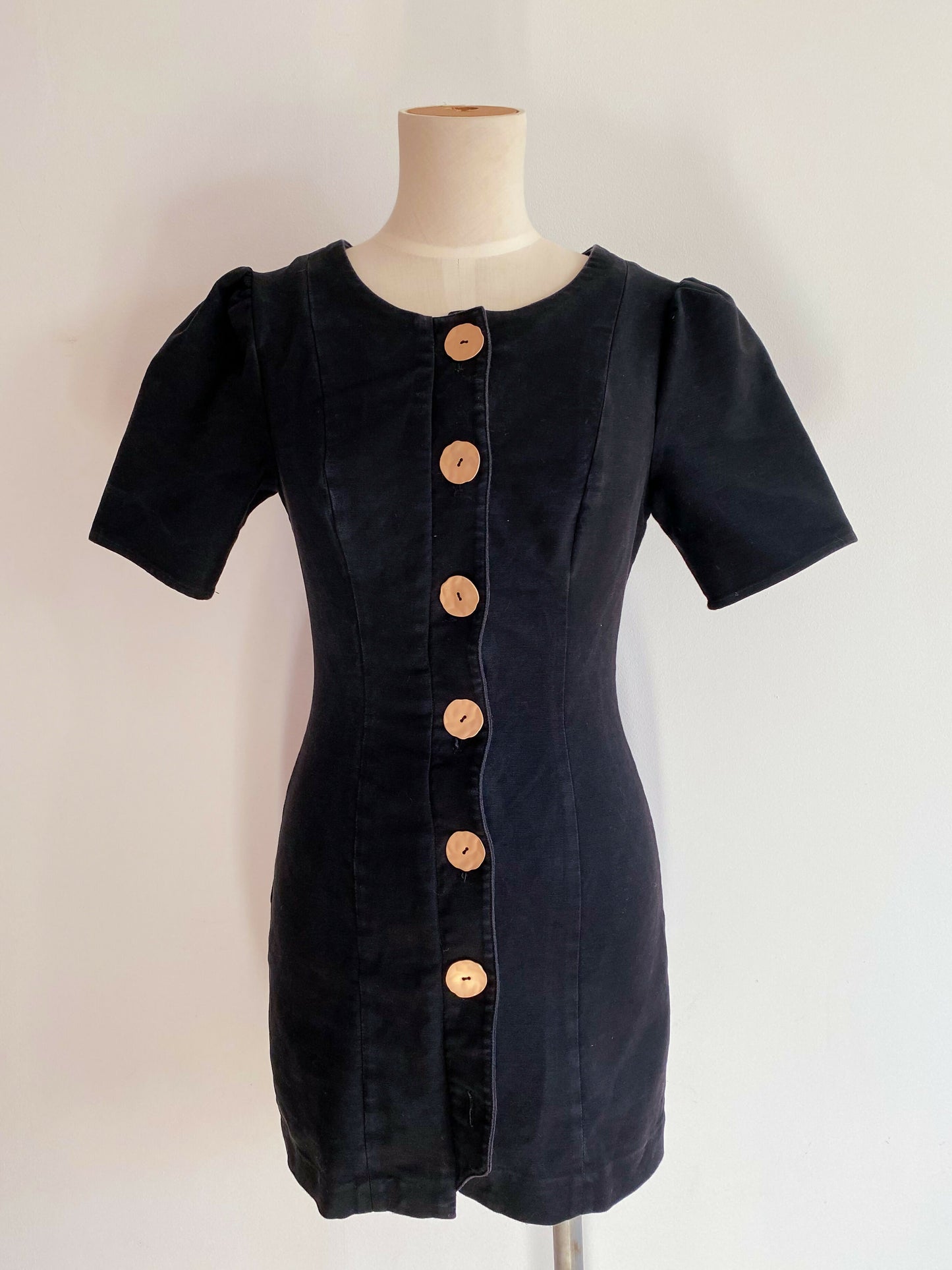 Finders Size Small Black Cotton-Stretch Dress