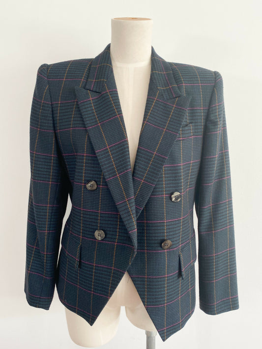 Vintage Kasper for A.S.L Size 6 Double-Breasted Check Blazer