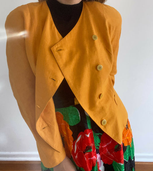 Women's Vintage Size 8 Jacques Vert Mustard Blazer