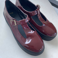 Cherry red platform Mary Jane shoes