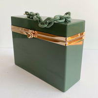 Olive-Green Perspex Box Clutch