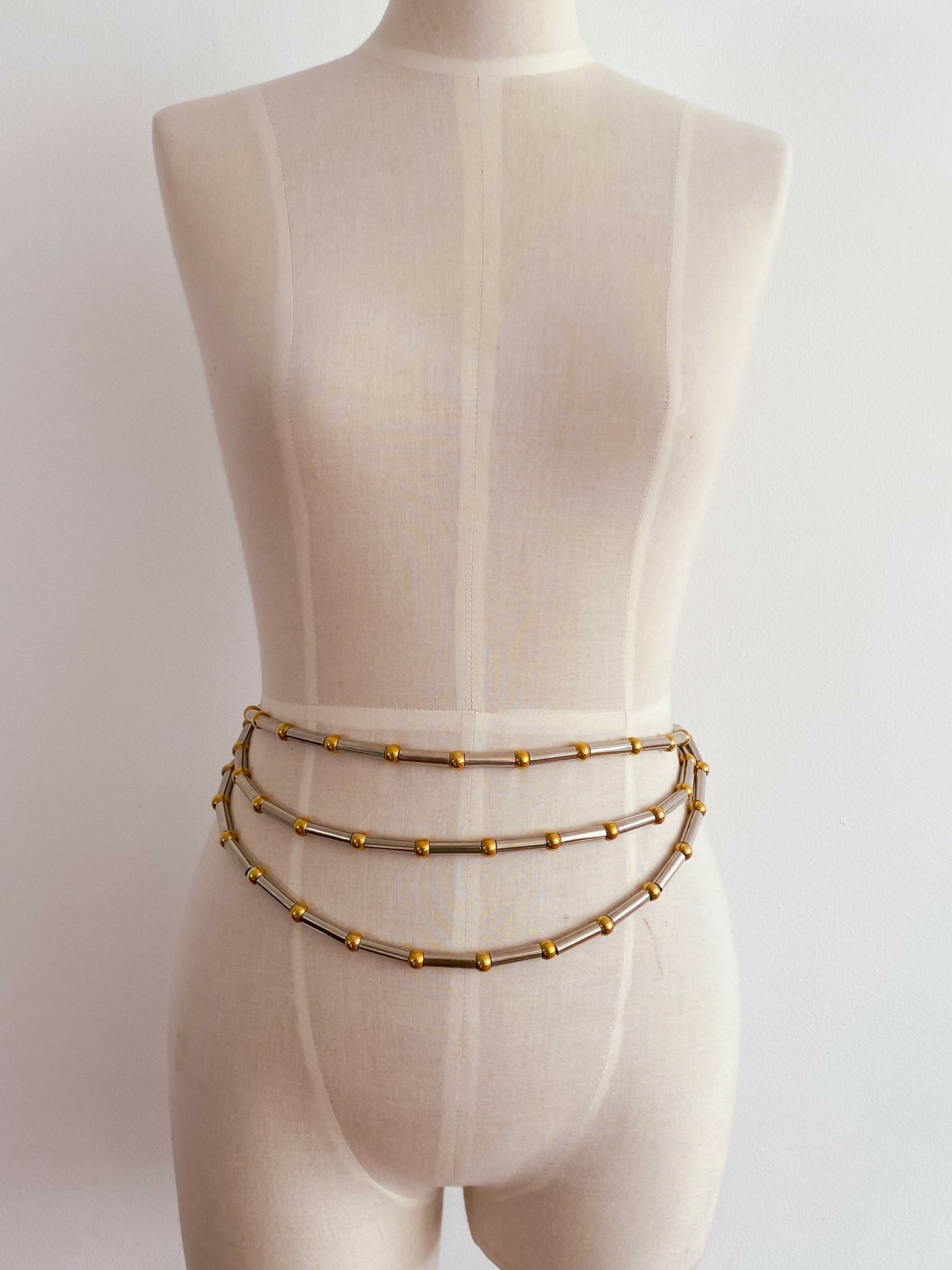 Vintage Two-Tone Bead and Chain Belt