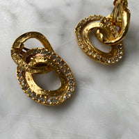 Gold-Tone and Diamante Clip-On Earrings