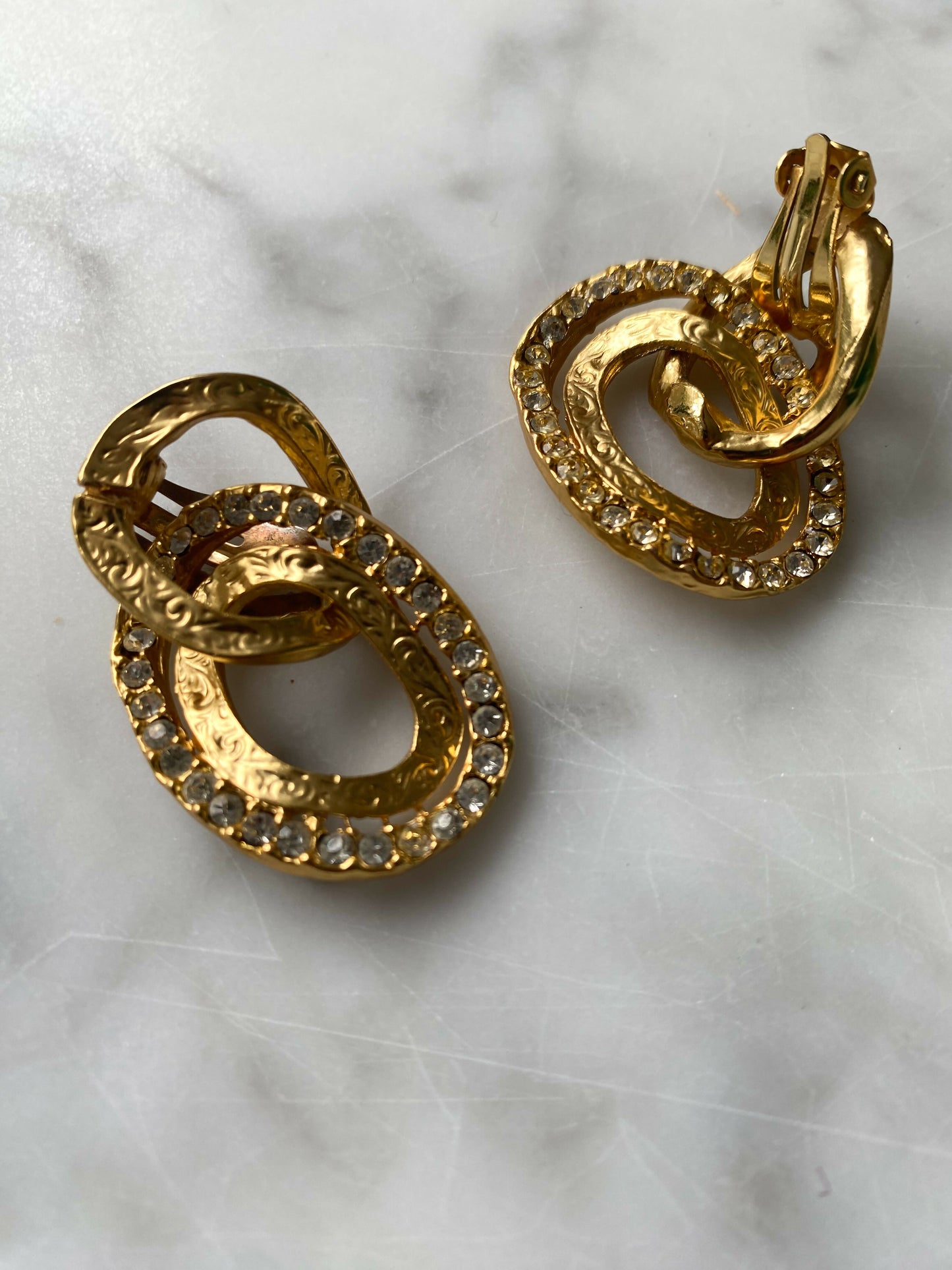 Gold-Tone and Diamante Clip-On Earrings